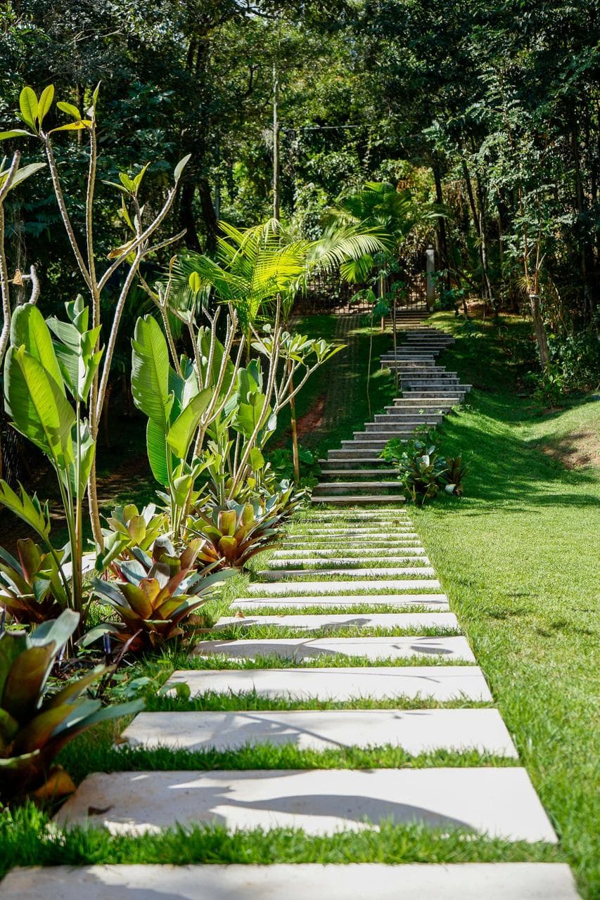 Ambiente moderno com plantas e arquitetura contemporânea (Mobile)